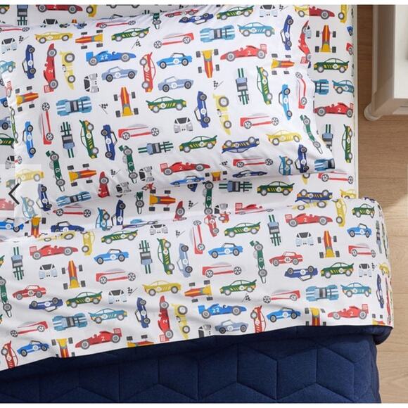 Pottery Barn Kids Other - Pottery Barn Kids Remy Race Car Sheet Set Glow In The Dark Full NEW